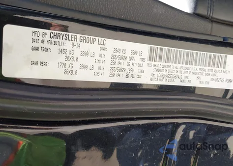 2014 Dodge Durango Sxt из США, поврежденный, VIN 1C4RDHAG5EC597416